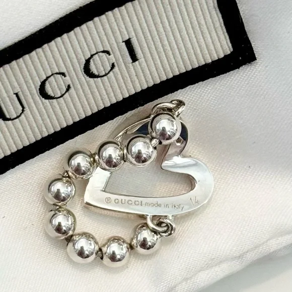 Gucci Open Heart Beaded Band Ring Size 6.5 - Picture 6 of 7